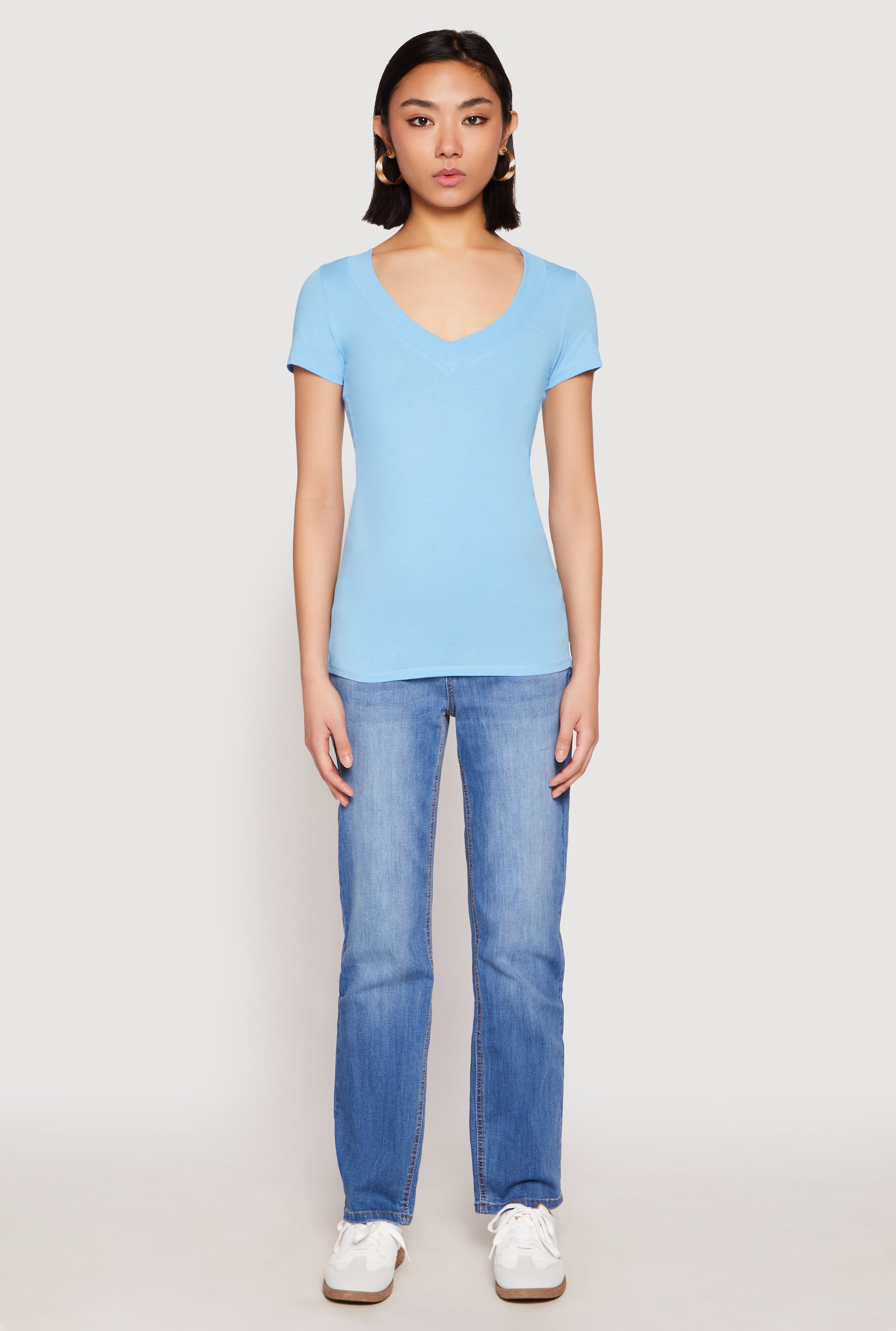 Basic V Neck Short Sleeve Tee