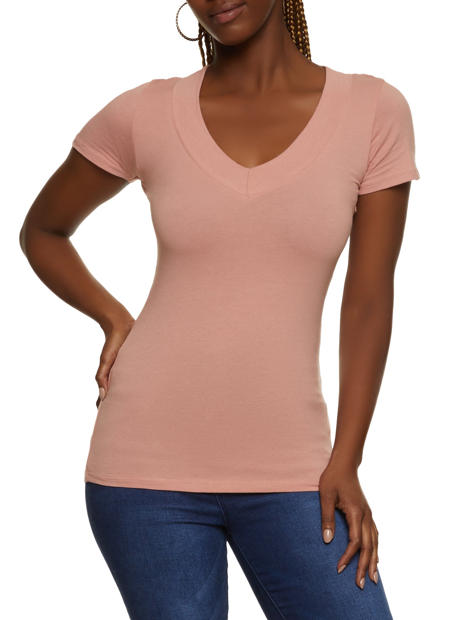 Basic V Neck Short Sleeve Tee