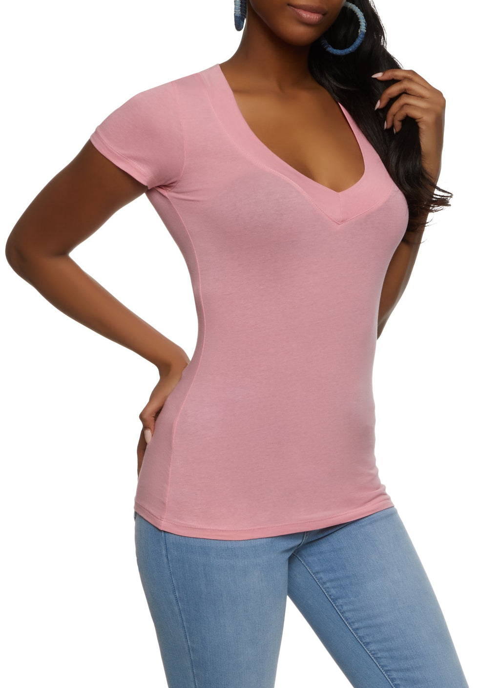 Basic V Neck Short Sleeve Tee