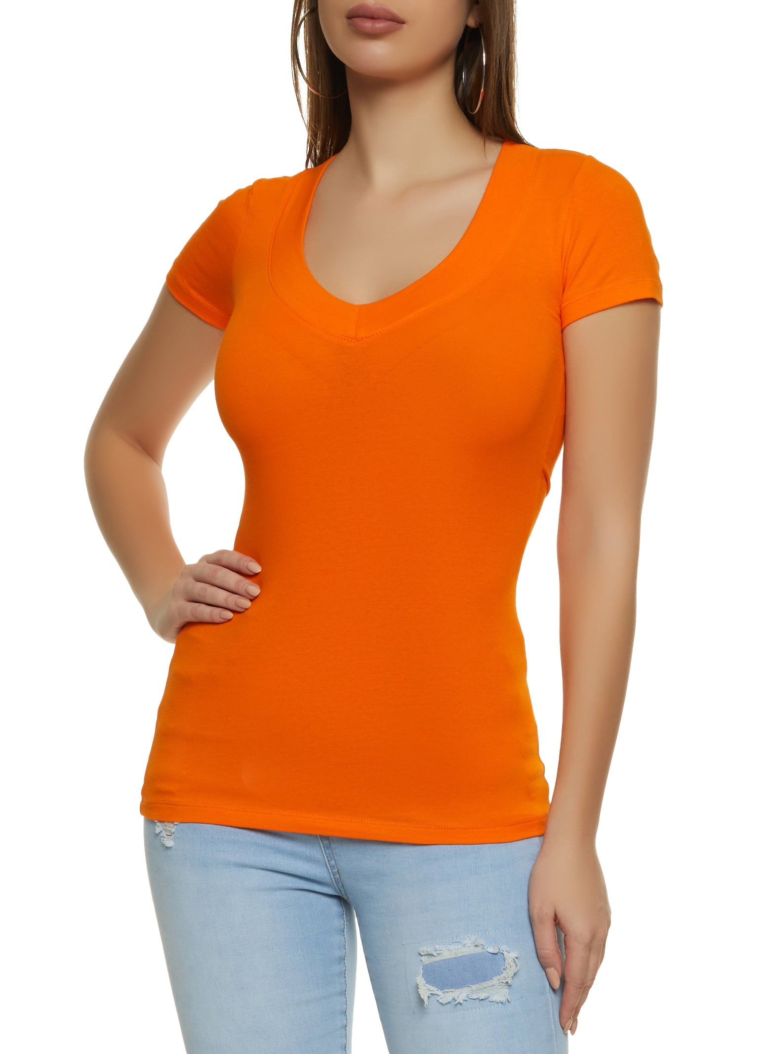 Basic V Neck Short Sleeve Tee