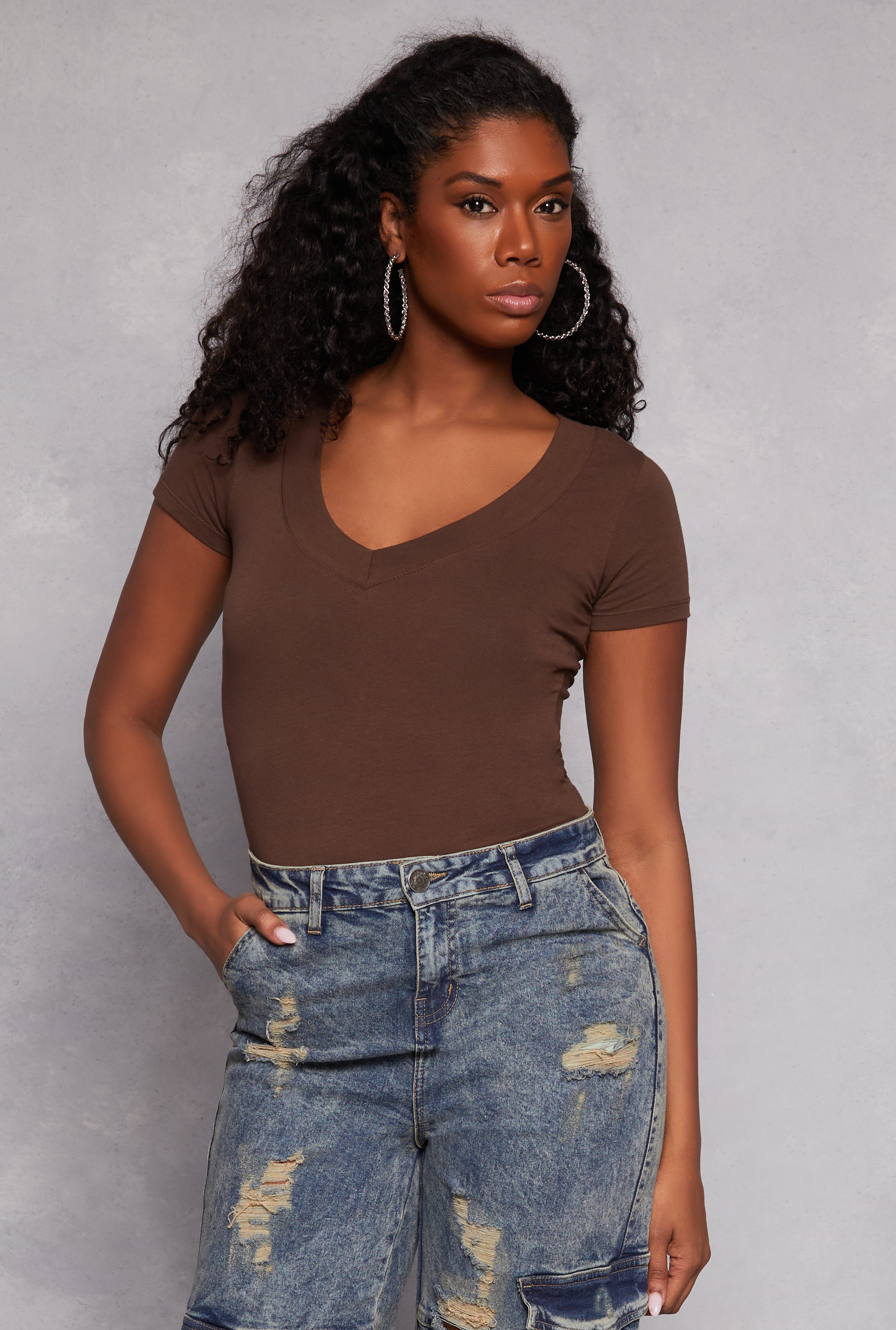 Basic V Neck Short Sleeve Tee