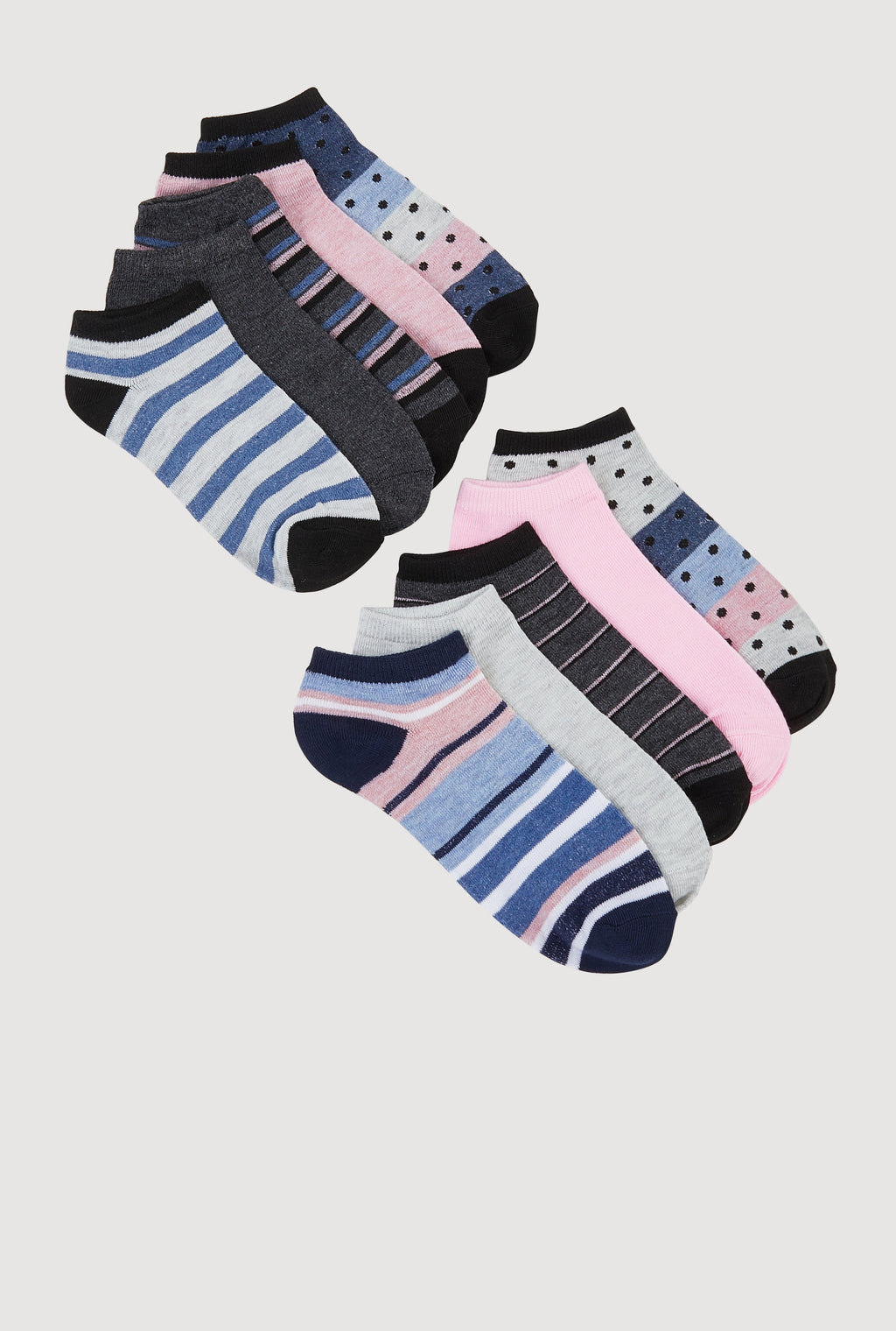 Girls Stripe Pattern Ankle Socks 10 Pack